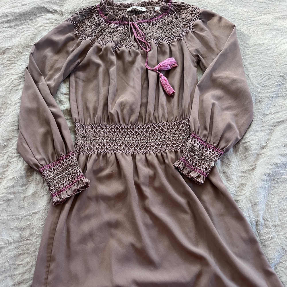 Lands’ End Women’s Brown Dress Size M Cottage Boho Old Western Tribal